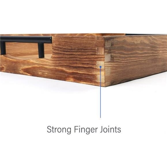 Large Wood Ottoman Tray with Handles for Coffee Table Living Room Decor 17x13 - Picture 5 of 7